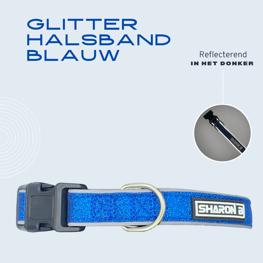 Reflecterende glitter halsband - Blauw
