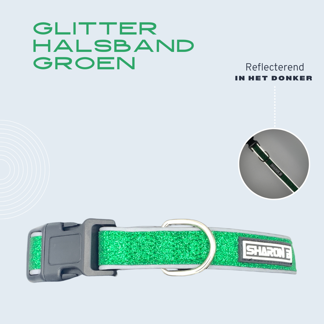 Reflecterende glitter halsband - Groen