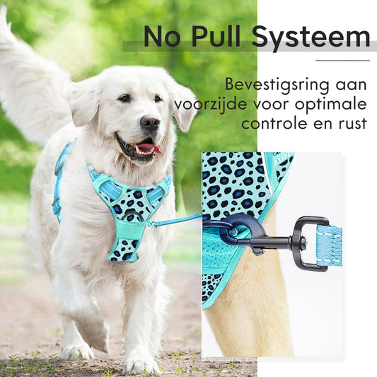 Reflecterend tuigje no pull - X-strong - Leo blauw