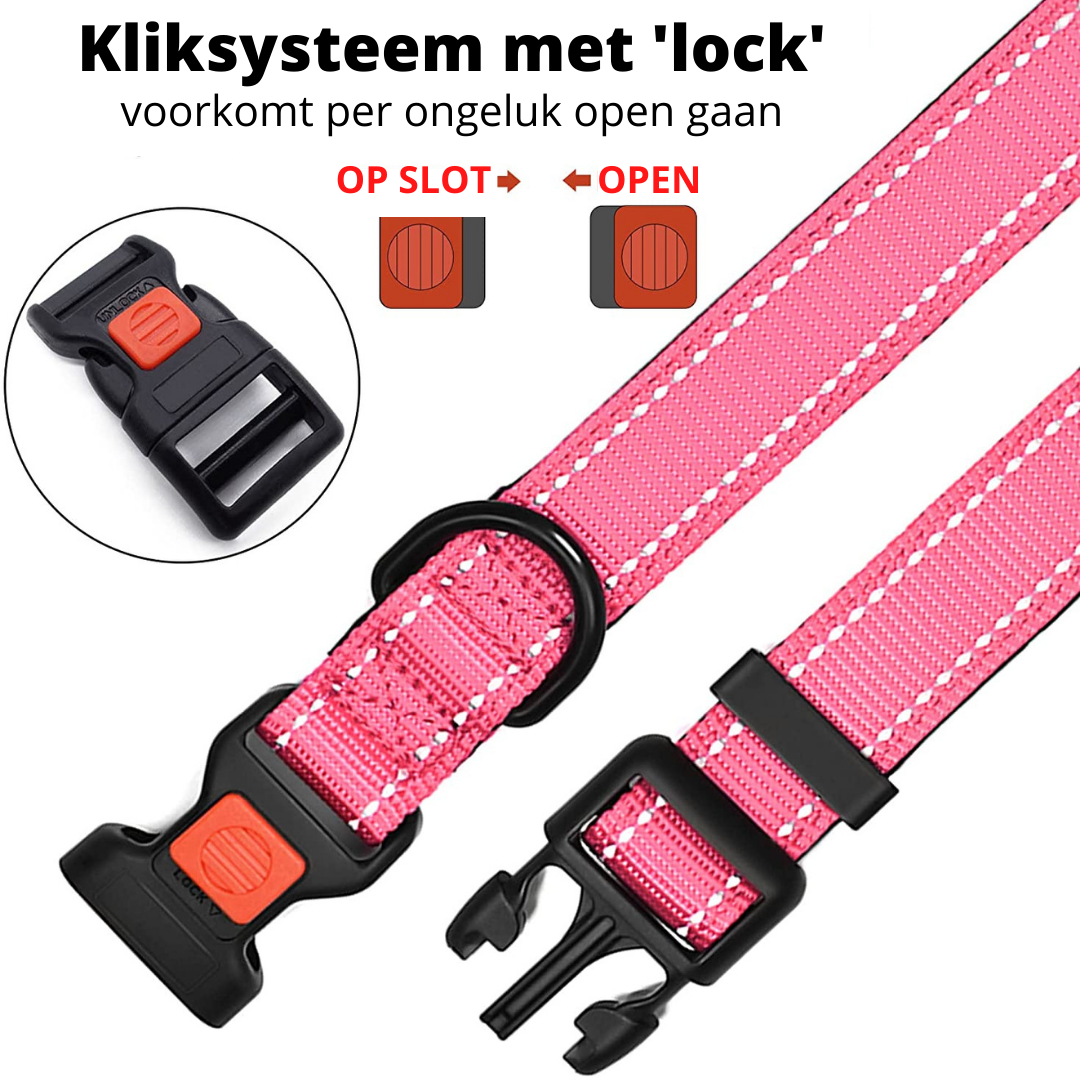 Halsband met veiligheidssluiting - Fel roze - sharonbdesignnl